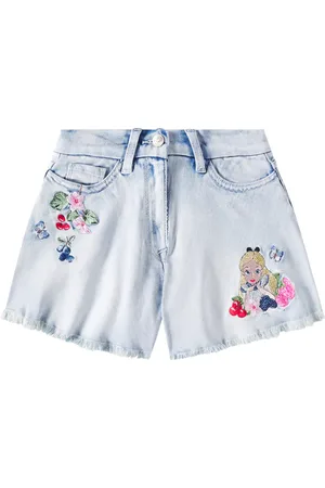 MONNALISA Alice distressed patch-appliquÃ© denim shorts