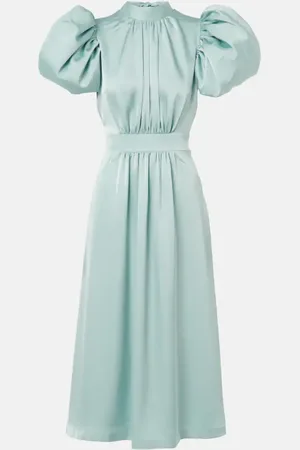 ROTATE Gathered satin midi dress
