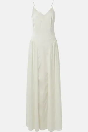ROTATE Bridal lace-trimmed satin maxi dress