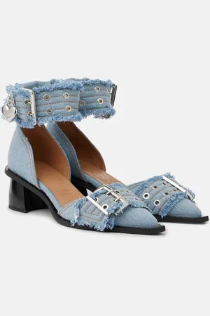 Ganni Feminine Buckle denim pumps