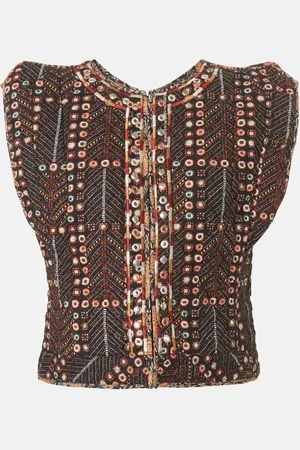 Marant Etoile Cerza embroidered embellished cotton cardigan