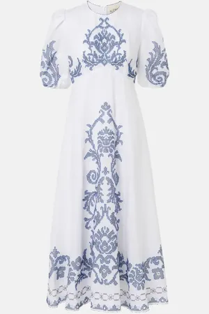 ALÉMAIS Hazel embroidered linen midi dress
