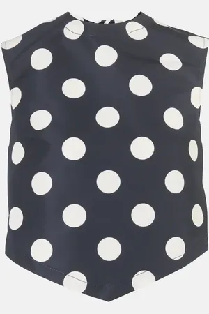 Patou Polka-dot open-back faille crop top