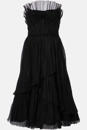 Costarellos Dorea plissÃ© tiered cocktail dress