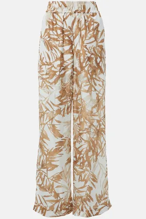 Brunello Cucinelli Printed high-rise silk wide-leg pants