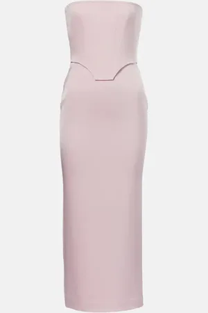 ALEX PERRY Draped crÃªpe satin corset dress