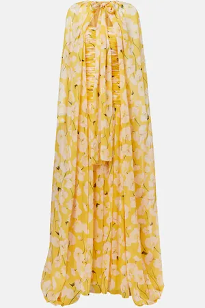 Carolina Herrera Gathered caped silk gown