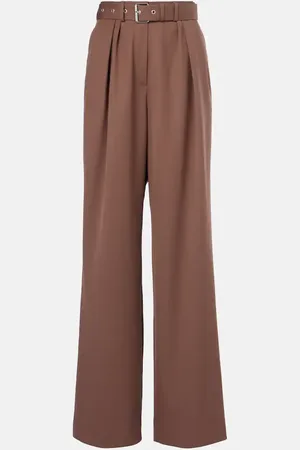 DRIES VAN NOTEN Belted wool gabardine wide-leg pants