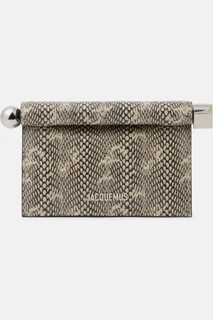 Jacquemus Rond CarrÃ© snake-effect leather clutch
