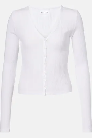 Velvet Drew cotton-blend pointelle cardigan