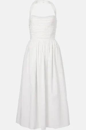 Markarian Leia ruched embroidered cotton midi dress