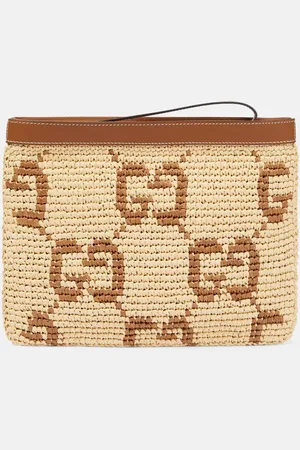 Gucci GG leather-trimmed clutch