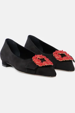 Manolo Blahnik Gifla embellished suede ballet flats