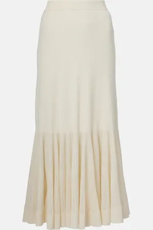 ZIMMERMANN Illuminate pleated ribbed-knit midi skirt