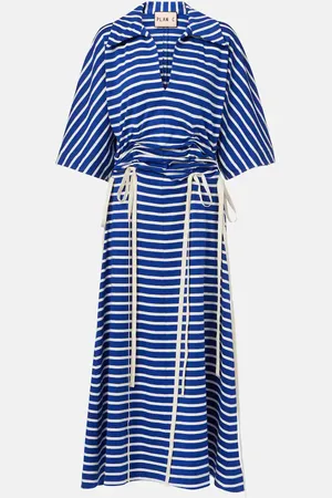 Plan C Striped cotton jersey midi dress