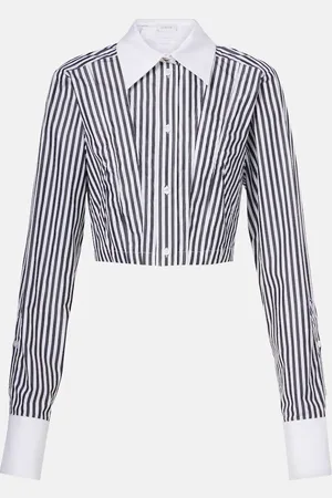 Sportmax Cropped striped cotton poplin shirt