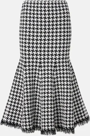 Alexander McQueen Houndstooth jacquard midi skirt