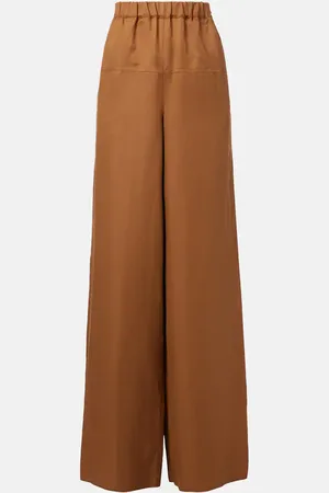 Max Mara Onore linen and silk twill wide-leg pants