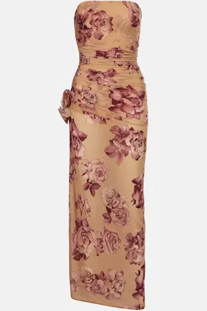 MAGDA BUTRYM Floral ruched cupro midi dress