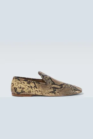 DRIES VAN NOTEN Snake-effect leather slip-on loafers