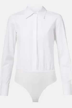 Max Mara Angora cotton-blend poplin bodysuit
