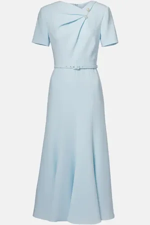 Roland Mouret Embellished belted cady midi dress