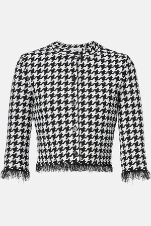 Alexander McQueen Houndstooth fringed jacquard cardigan