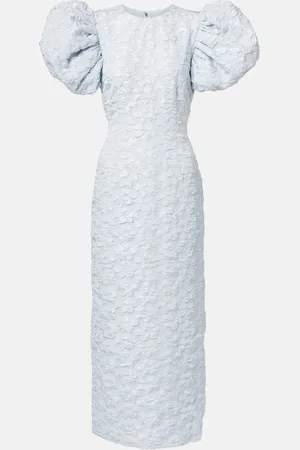 ROTATE Jacquard puff-sleeve midi dress