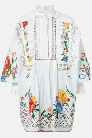 VALENTINO Embroidered cotton and linen blouse