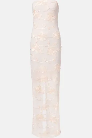 ROTATE Embroidered mesh maxi dress