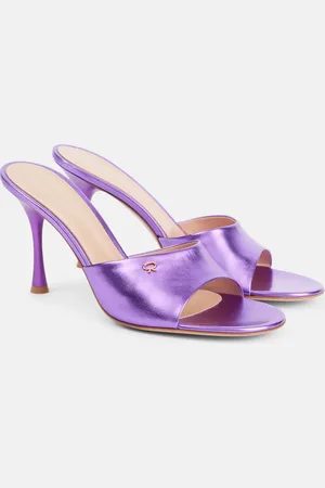 Gianvito Rossi Logo metallic leather mules