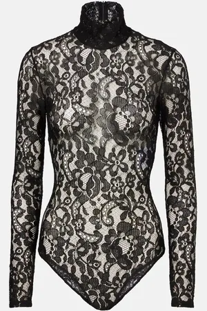 VALENTINO Lace turtleneck bodysuit