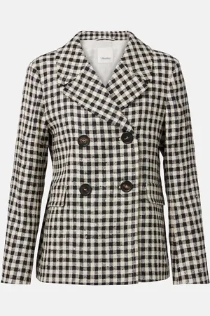 Max Mara Fata checked cotton, silk, and hemp blazer