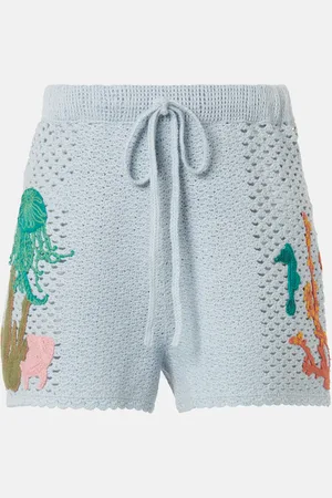 ALÉMAIS Splash crochet embroidered cotton shorts