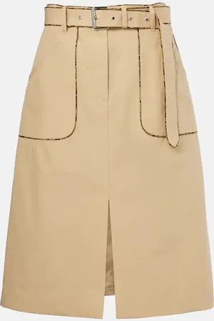 DRIES VAN NOTEN Belted cotton poplin midi skirt