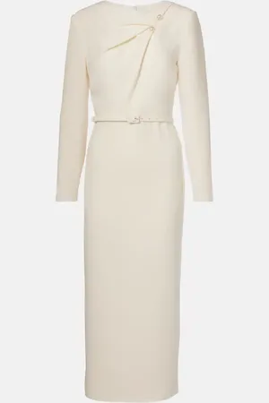 Roland Mouret Embellished belted cady midi dress