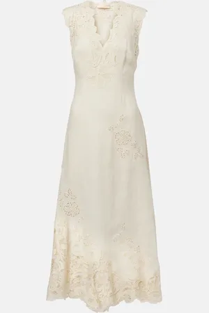 ULLA JOHNSON Olivette lace-trimmed linen maxi dress
