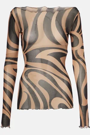 Puccini Marmo semi-sheer tulle top