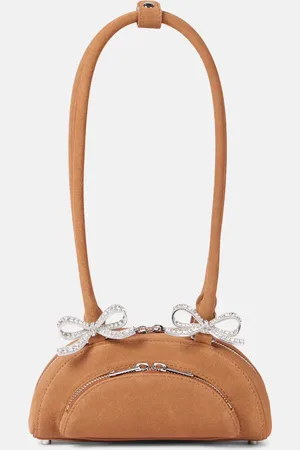 Self-Portrait Embellished bow-detail suede shoulder bag