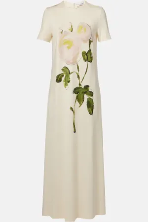 Oscar de la Renta Painted Roses jersey maxi dress