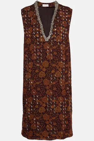 DRIES VAN NOTEN Floral embellished georgette midi dress