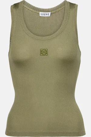 Loewe Anagram ribbed-knit silk tank top