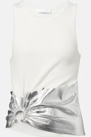 Paco rabanne Gathered cotton-blend tank top