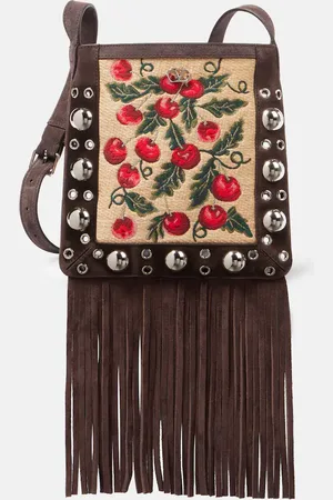 VALENTINO GARAVANI NellcÃ´te Small suede-trimmed crossbody bag