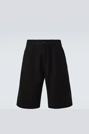Saint Laurent Mid-rise cotton twill Bermuda shorts