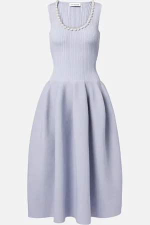 Self-Portrait Crystal-embellished ribbed-knit midi dress