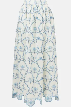 Agua by Agua Bendita Tangelo floral linen maxi skirt