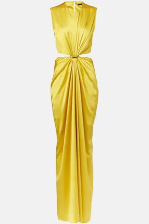 Max Mara Panaro draped cutout silk maxi dress