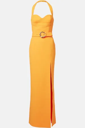 Rebecca Vallance Belted halterneck crÃªpe maxi dress