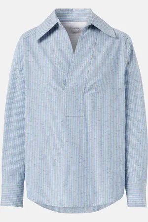Bottega Veneta Striped cotton and linen-blend blouse